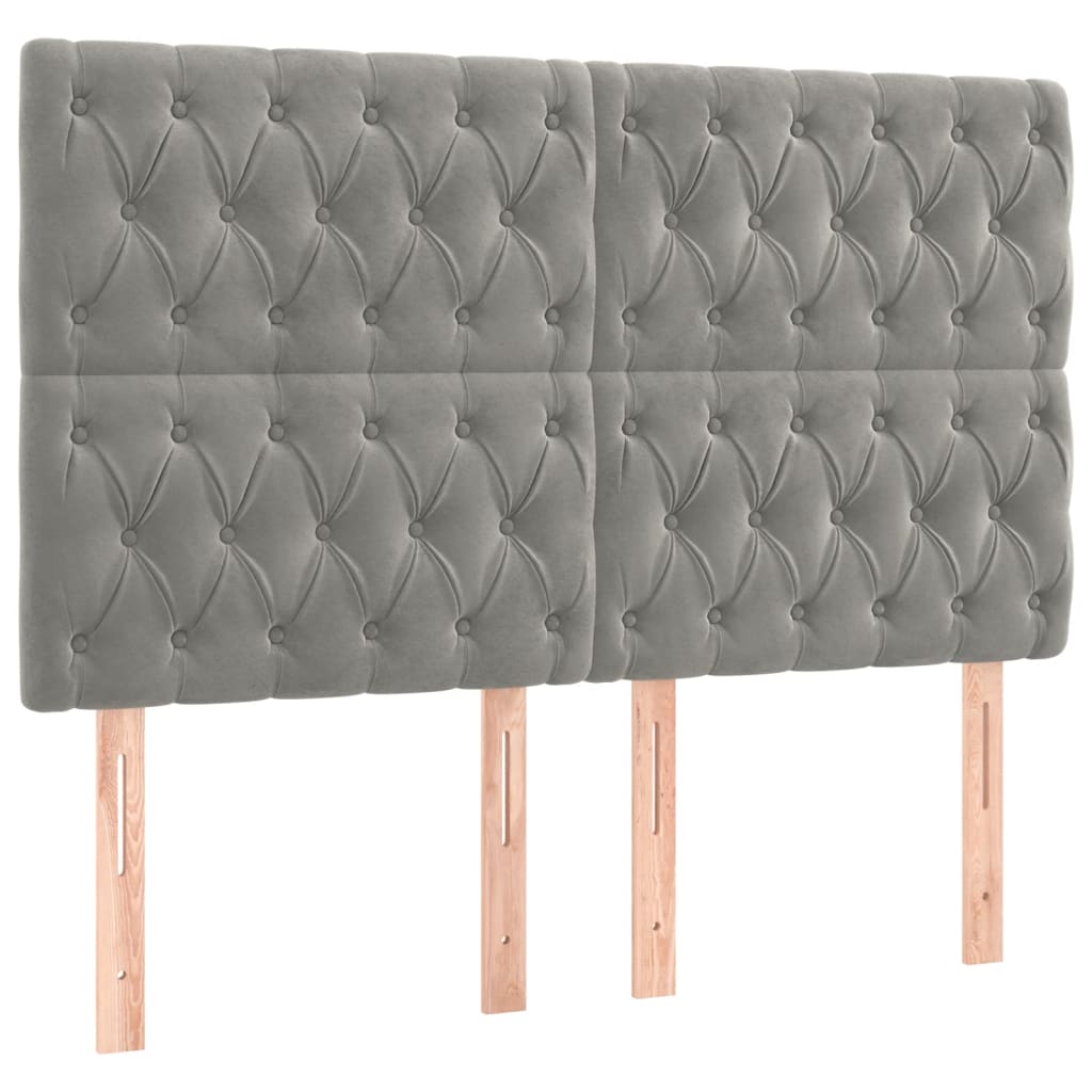 vidaXL Zagłówek jasnoszary 144x7x118/128 cm aksamit