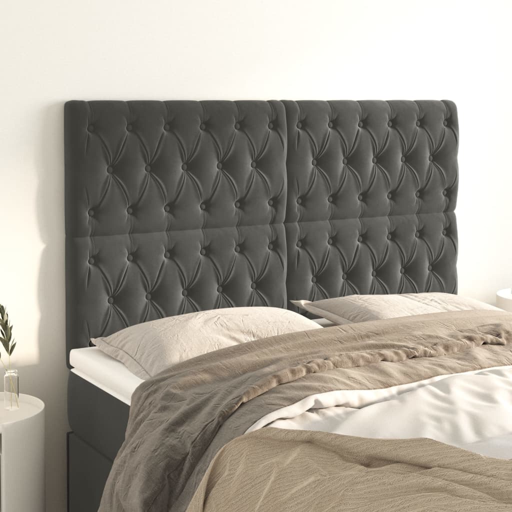 vidaXL Zagłówek ciemnoszary 144x7x118/128 cm aksamit