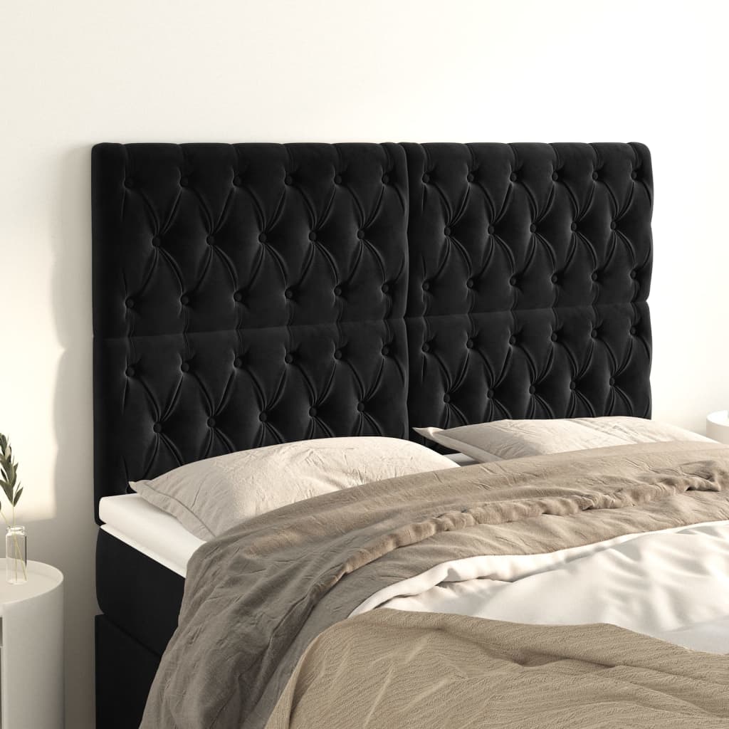 vidaXL Zagłówek czarny 144x7x118/128 cm aksamit