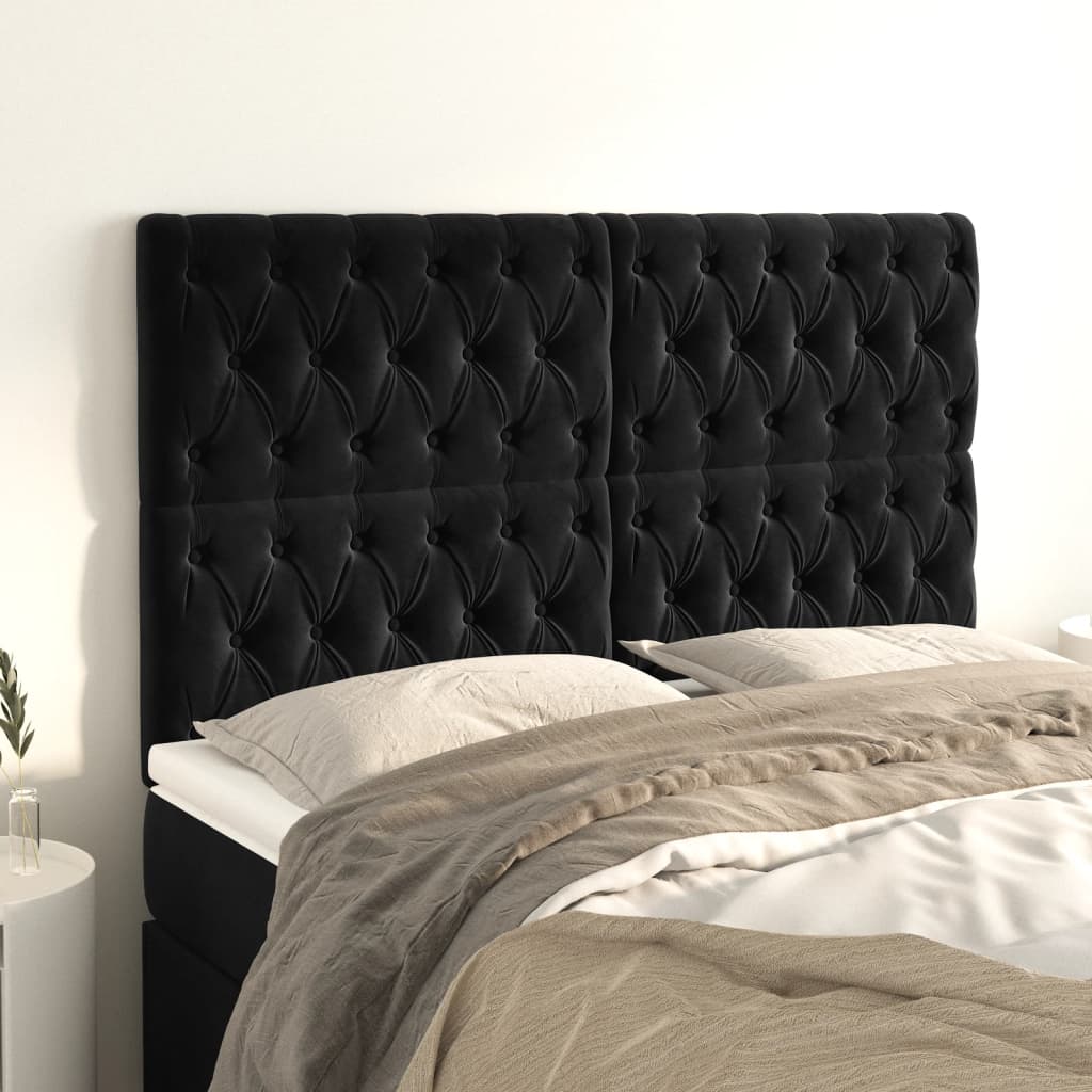vidaXL Zagłówek czarny 160x7x118/128 cm aksamit