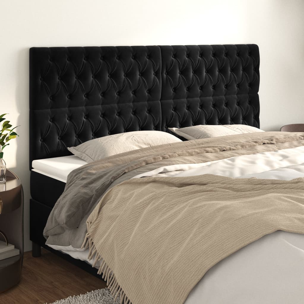 vidaXL Zagłówek czarny 180x7x118/128 cm aksamit