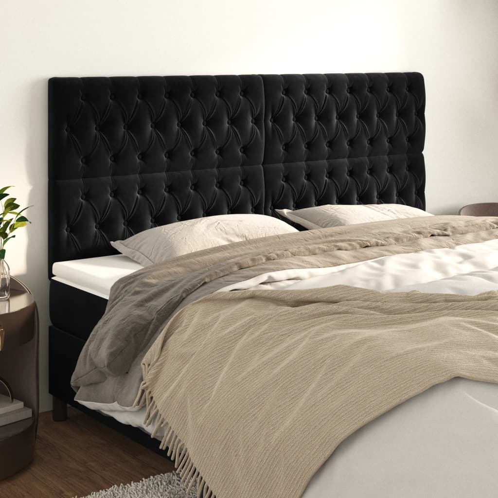 vidaXL Zagłówek czarny 200x7x118/128 cm aksamit