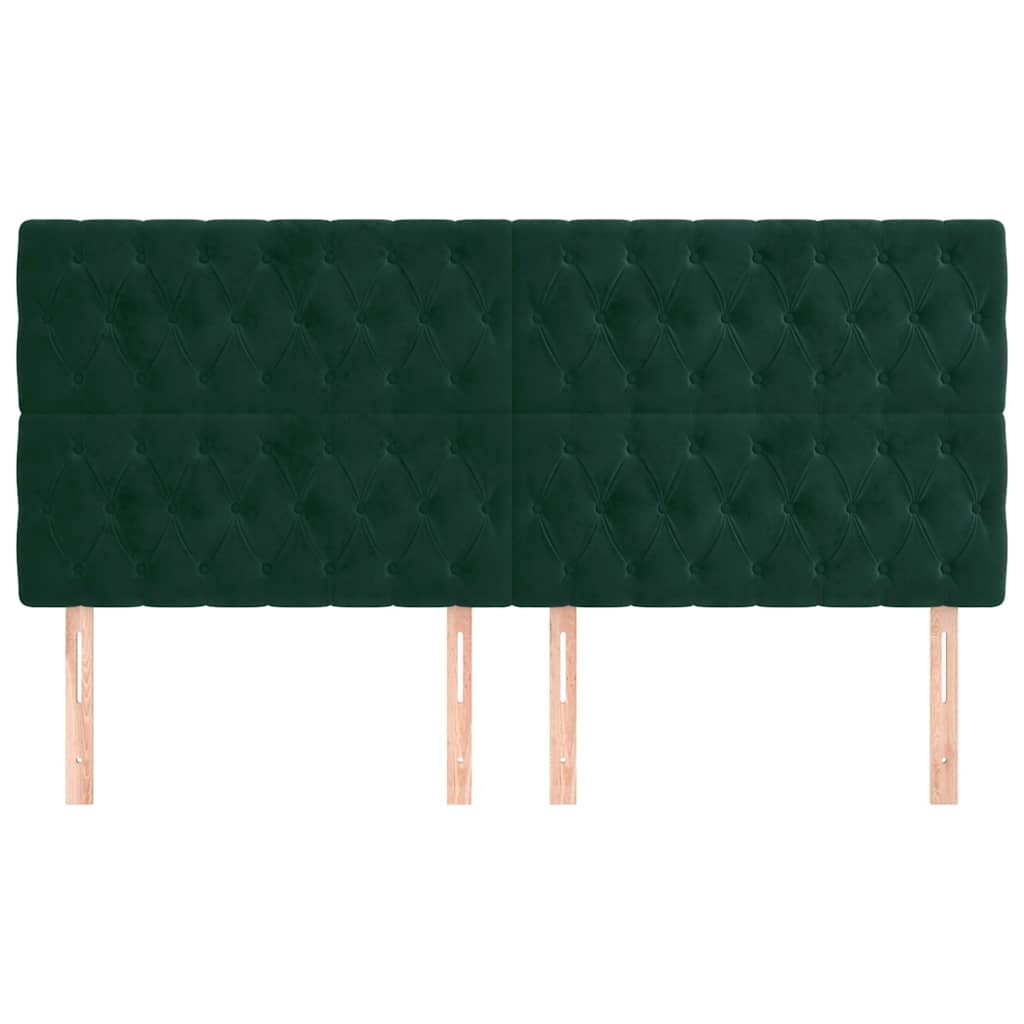 vidaXL Zagłówek ciemnozielony 200x7x118/128 cm aksamit