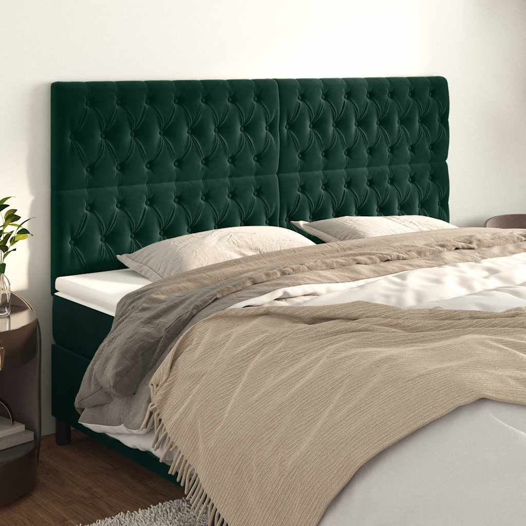 vidaXL Zagłówek ciemnozielony 200x7x118/128 cm aksamit