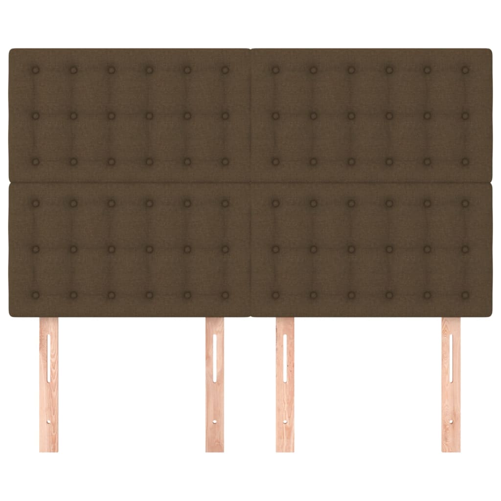 vidaXL Zagłówek ciemnobrązowy 144x5x118/128 cm tkanina