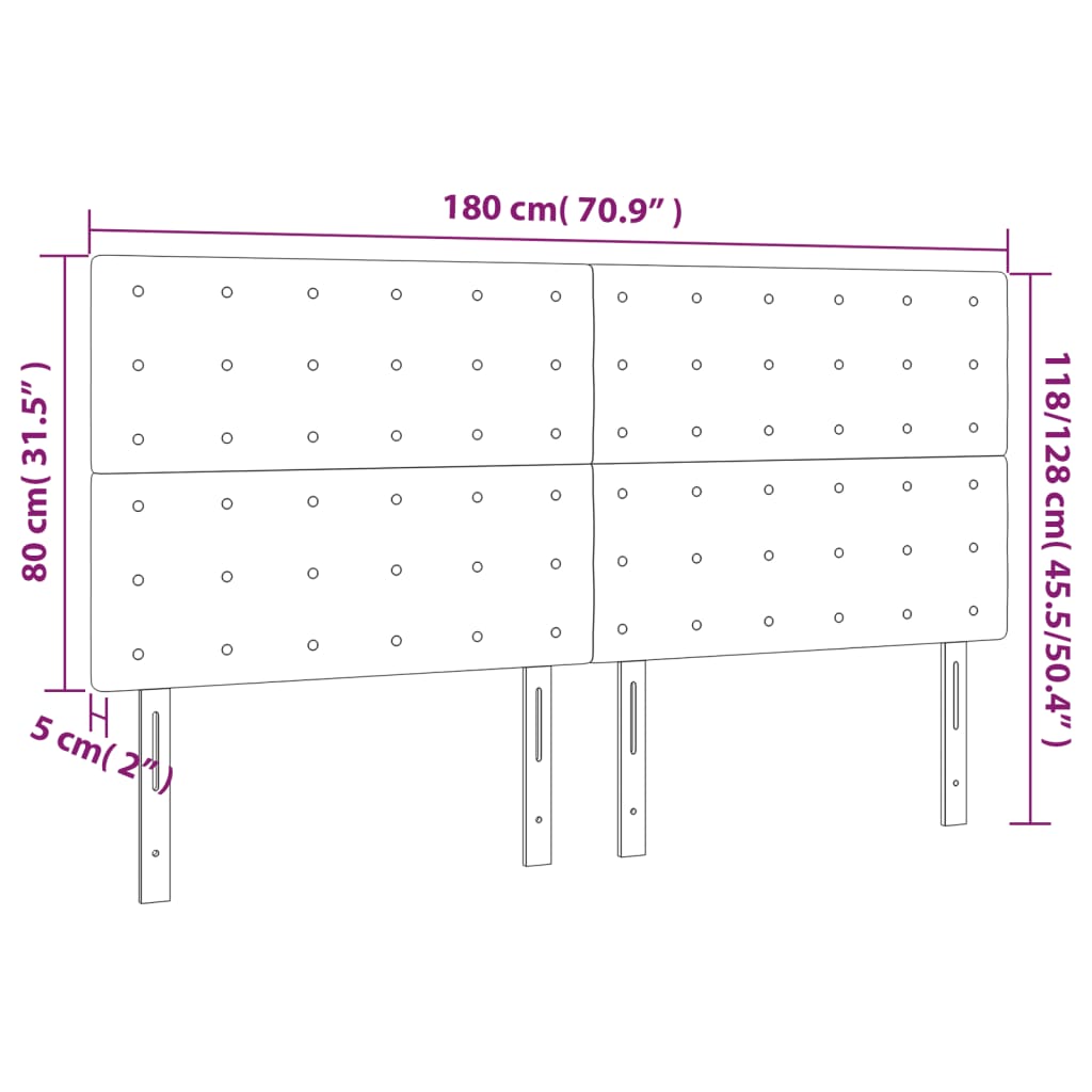 vidaXL Zagłówek niebieski 180x5x118/128 cm tkanina