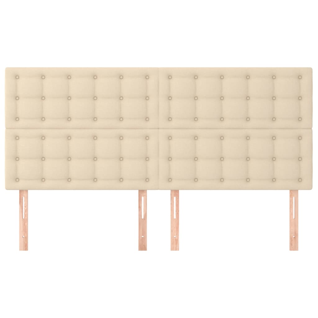vidaXL Zagłówek kremowy 200x5x118/128 cm tkanina