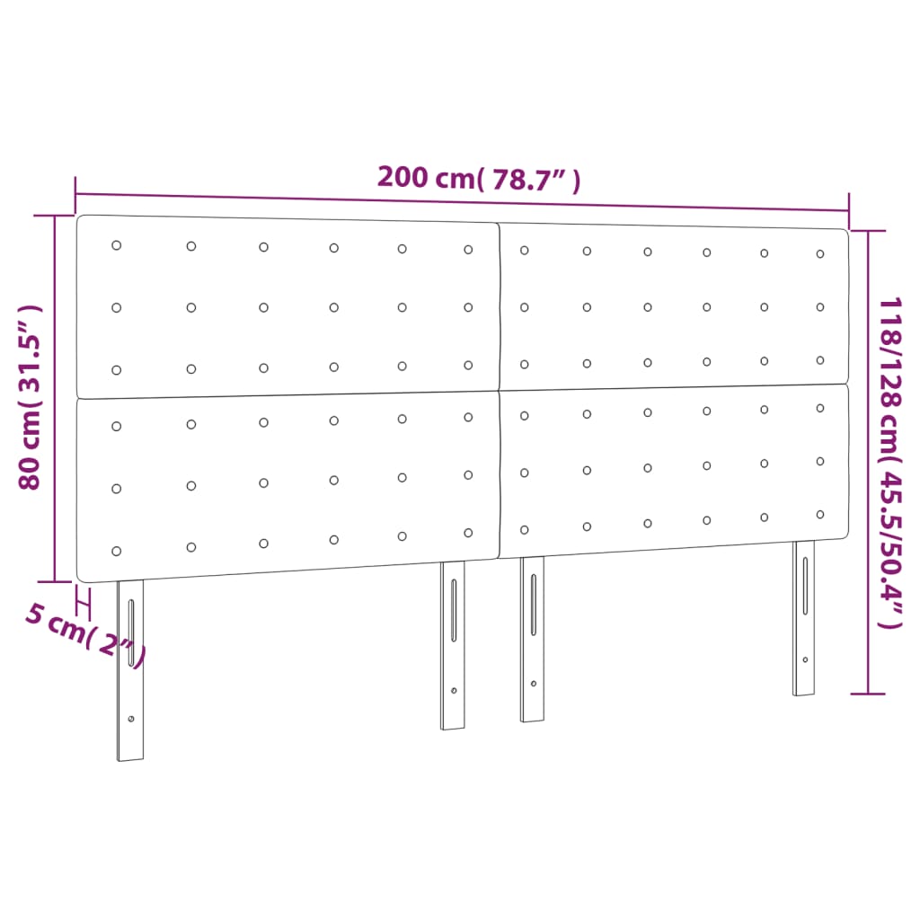 vidaXL Zagłówek niebieski 200x5x118/128 cm tkanina