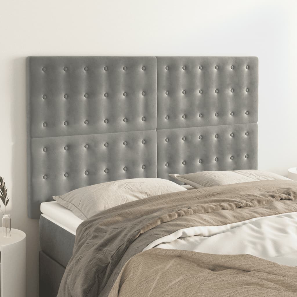 vidaXL Zagłówek jasnoszary 144x5x118/128 cm aksamit