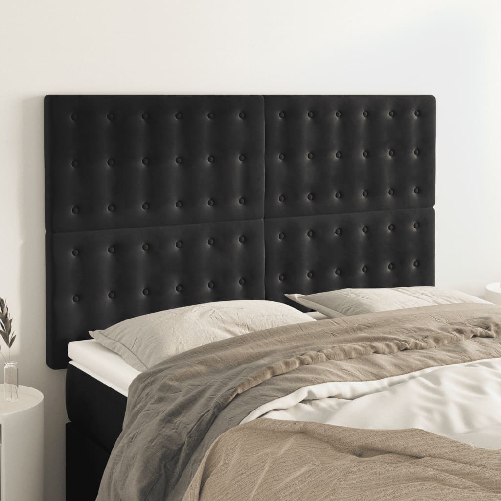 vidaXL Zagłówek czarny 144x5x118/128 cm aksamit
