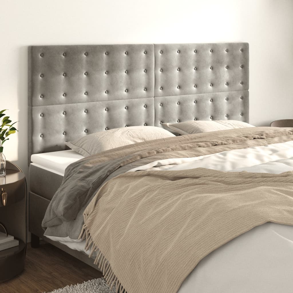 vidaXL Zagłówek jasnoszary 160x5x118/128 cm aksamit