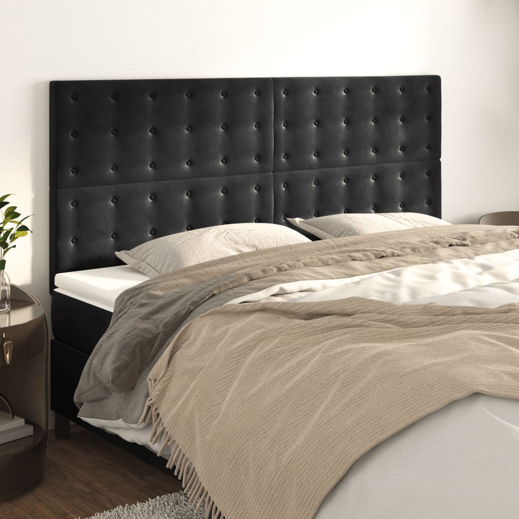 vidaXL Zagłówek czarny 180x5x118/128 cm aksamit