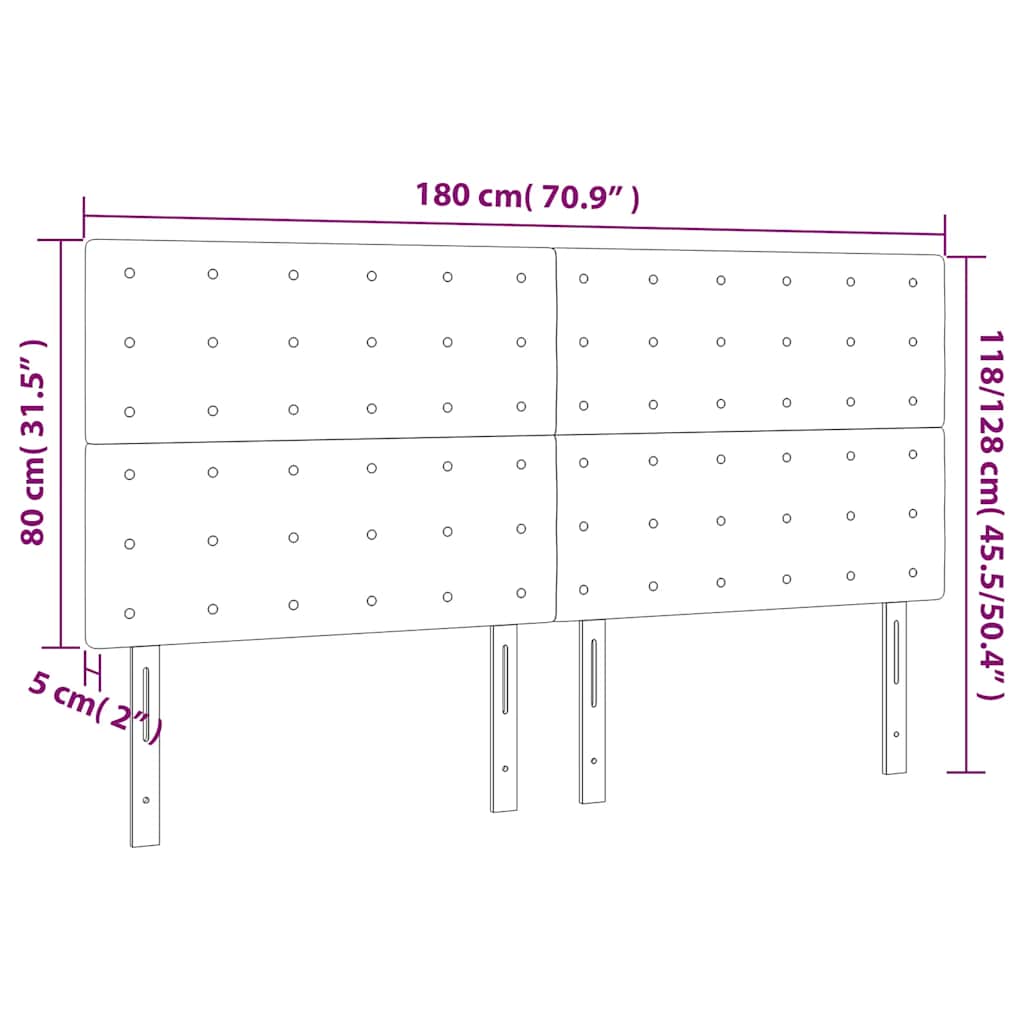 vidaXL Zagłówek granatowy 180x5x118/128 cm aksamit
