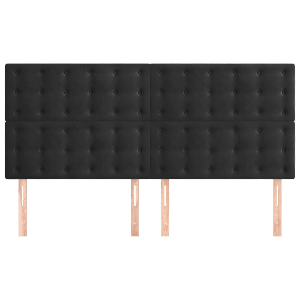 vidaXL Zagłówek czarny 200x5x118/128 cm aksamit