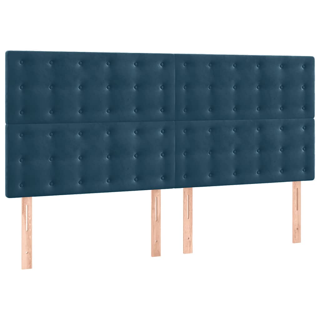 vidaXL Zagłówek granatowy 200x5x118/128 cm aksamit