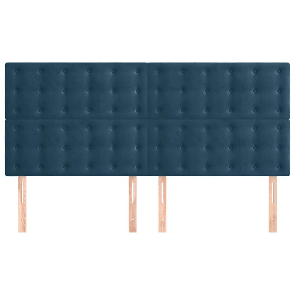 vidaXL Zagłówek granatowy 200x5x118/128 cm aksamit