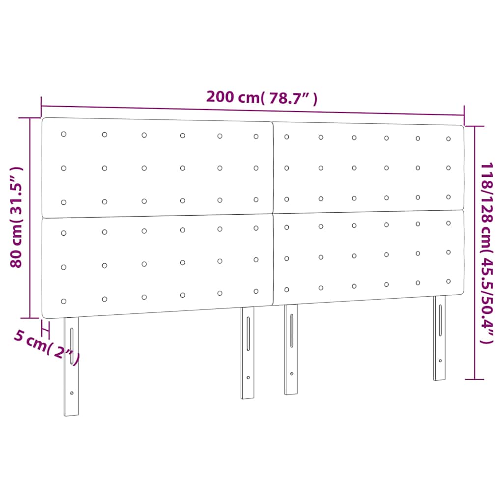 vidaXL Zagłówek granatowy 200x5x118/128 cm aksamit