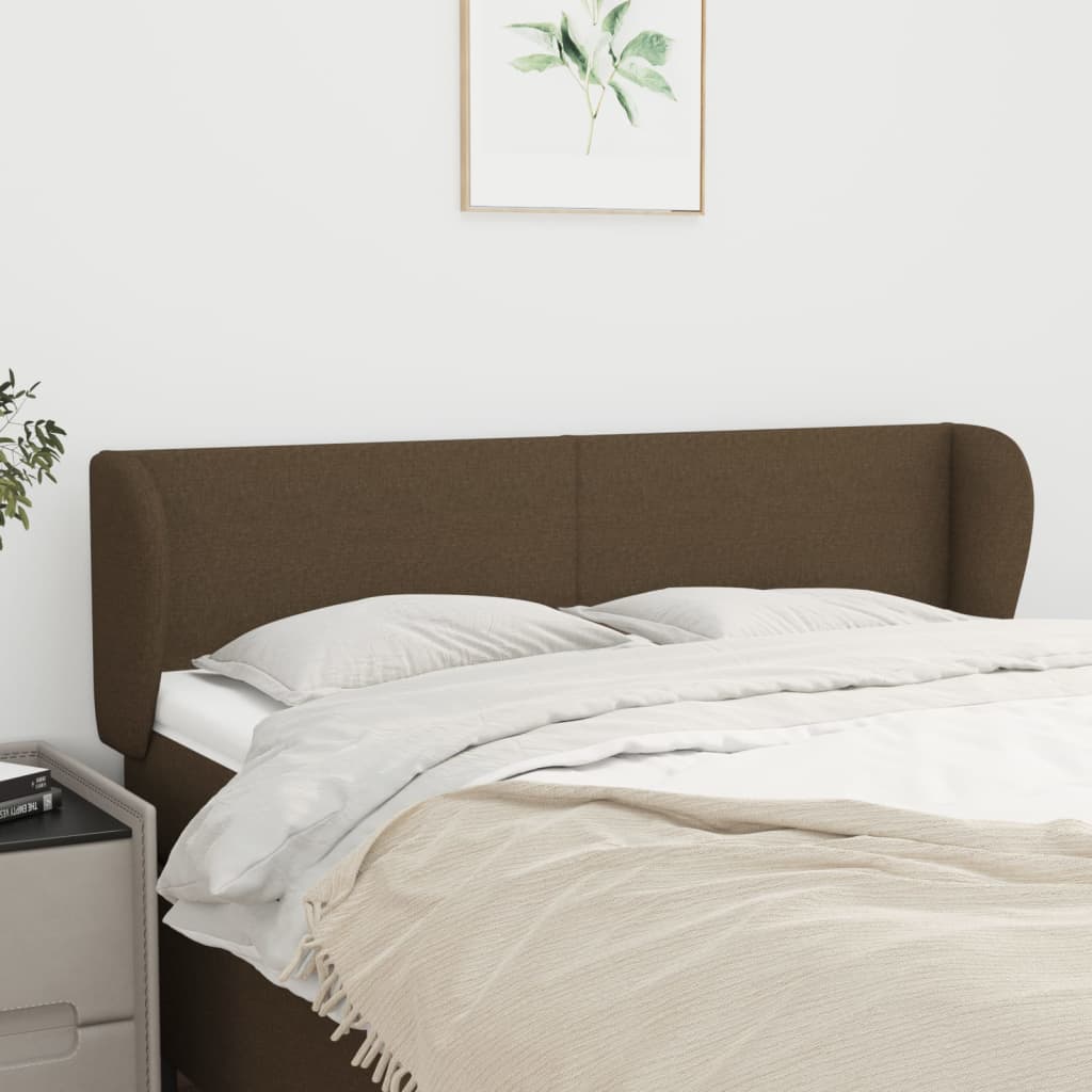 vidaXL Zagłówek uszak, ciemnobrązowy, 147x23x78/88 cm, tkanina