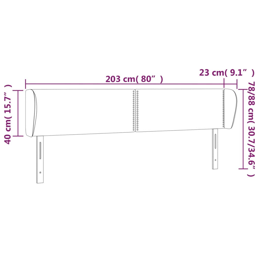vidaXL Zagłówek uszak, ciemnobrązowy, 203x23x78/88 cm, tkanina
