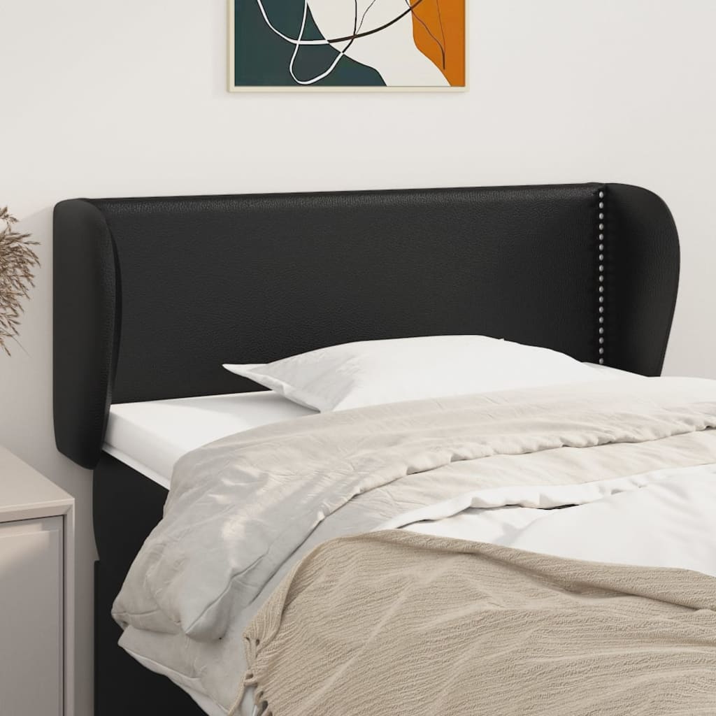 vidaXL Zagłówek uszak, czarny, 103x23x78/88 cm, sztuczna skóra