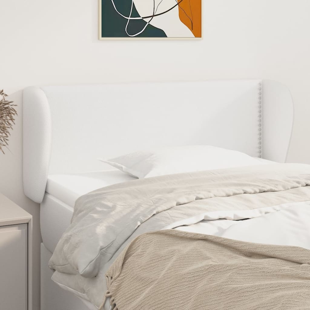 vidaXL Zagłówek uszak, biały, 103x23x78/88 cm, sztuczna skóra