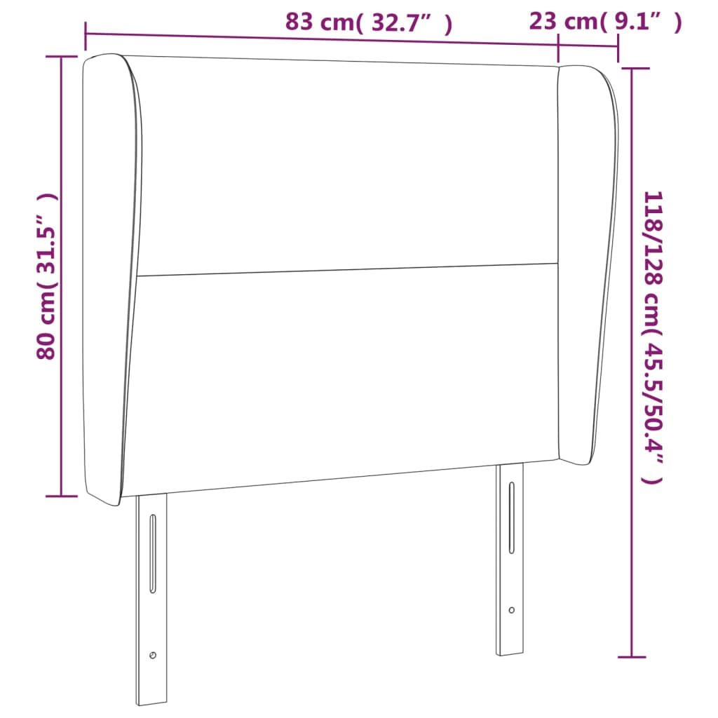 vidaXL Zagłówek uszak, ciemnoszary, 83x23x118/128 cm, tkanina