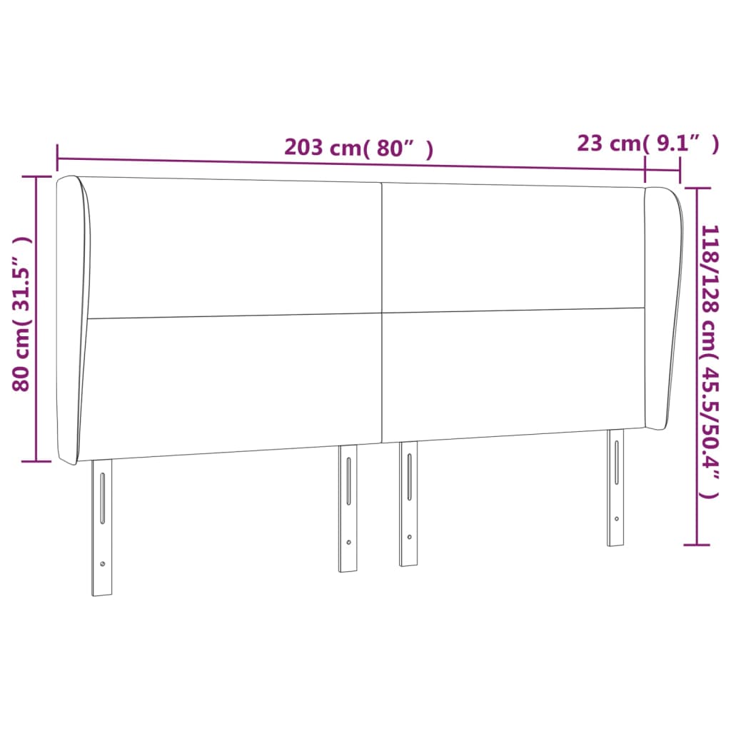 vidaXL Zagłówek uszak, taupe, 203x23x118/128 cm, tkanina