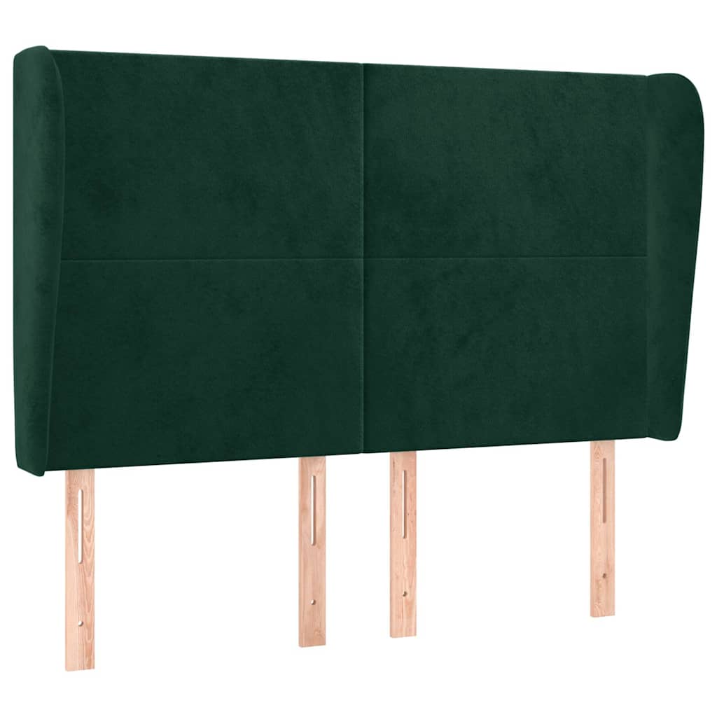 vidaXL Zagłówek uszak, ciemnozielony, 147x23x118/128 cm, aksamit
