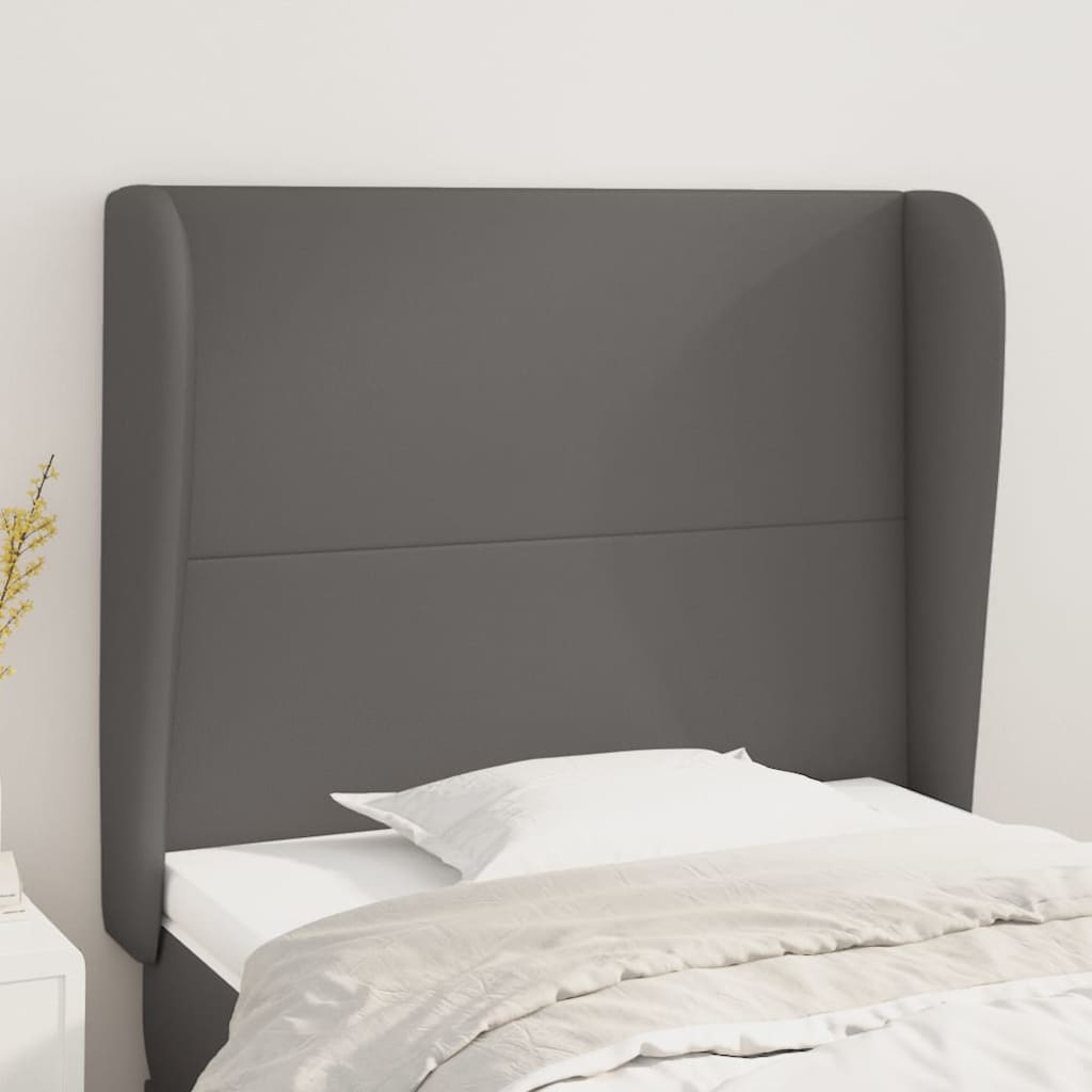 vidaXL Zagłówek uszak, szary, 93x23x118/128 cm, sztuczna skóra