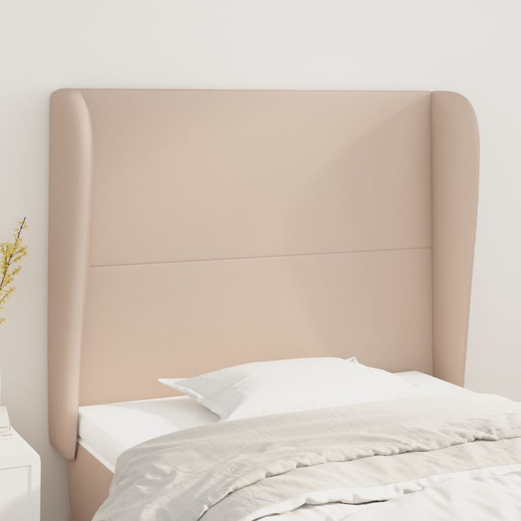 vidaXL Zagłówek uszak, cappuccino, 93x23x118/128 cm, sztuczna skóra