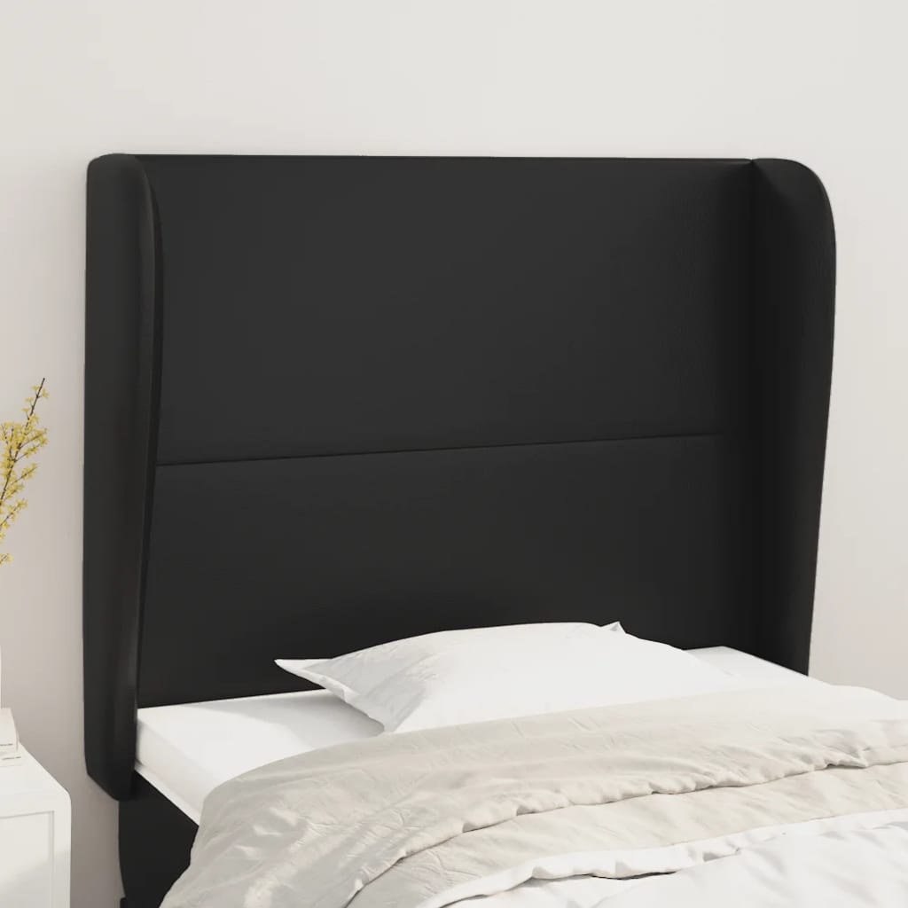 vidaXL Zagłówek uszak, czarny, 103x23x118/128 cm, sztuczna skóra