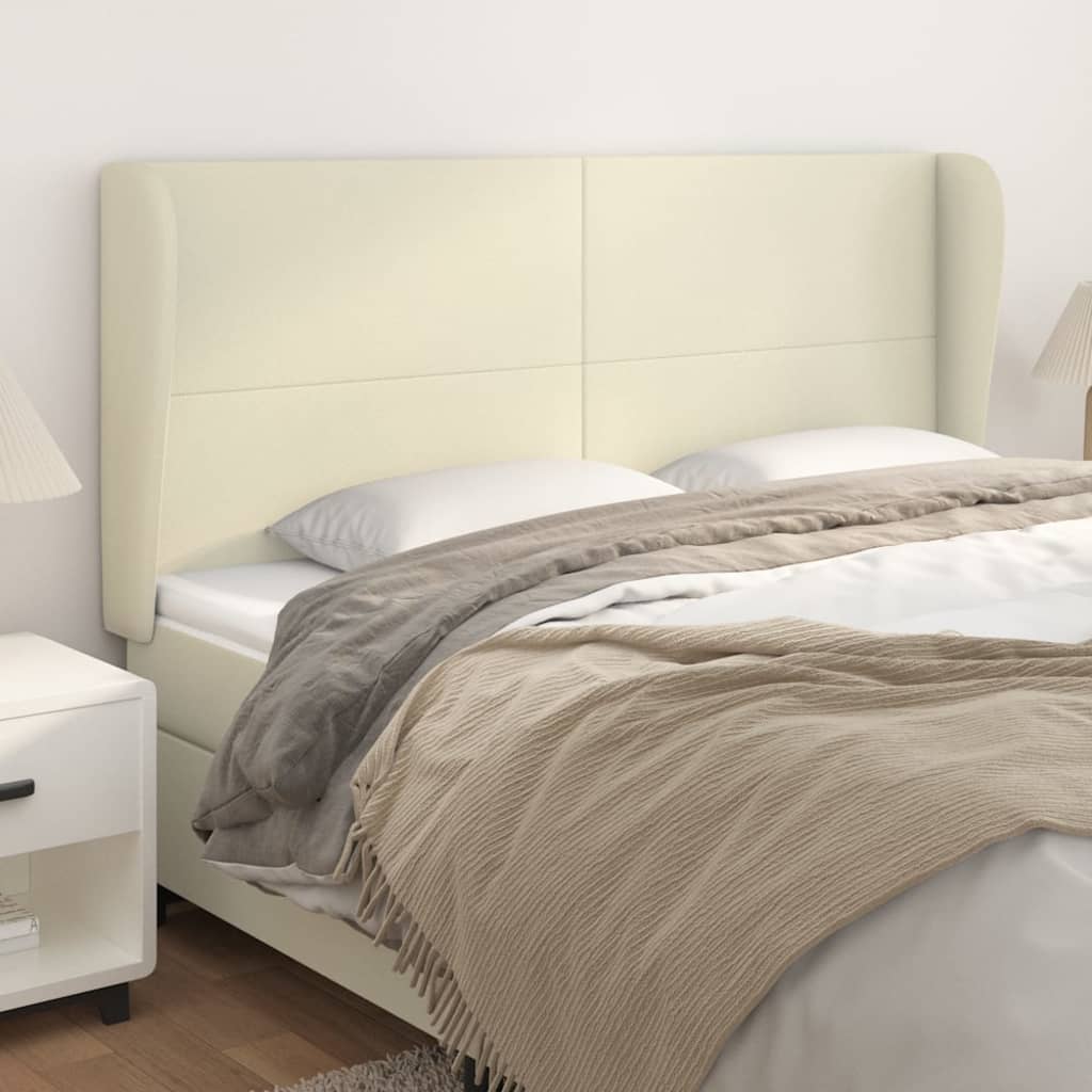 vidaXL Zagłówek uszak, kremowy, 183x23x118/128 cm, sztuczna skóra