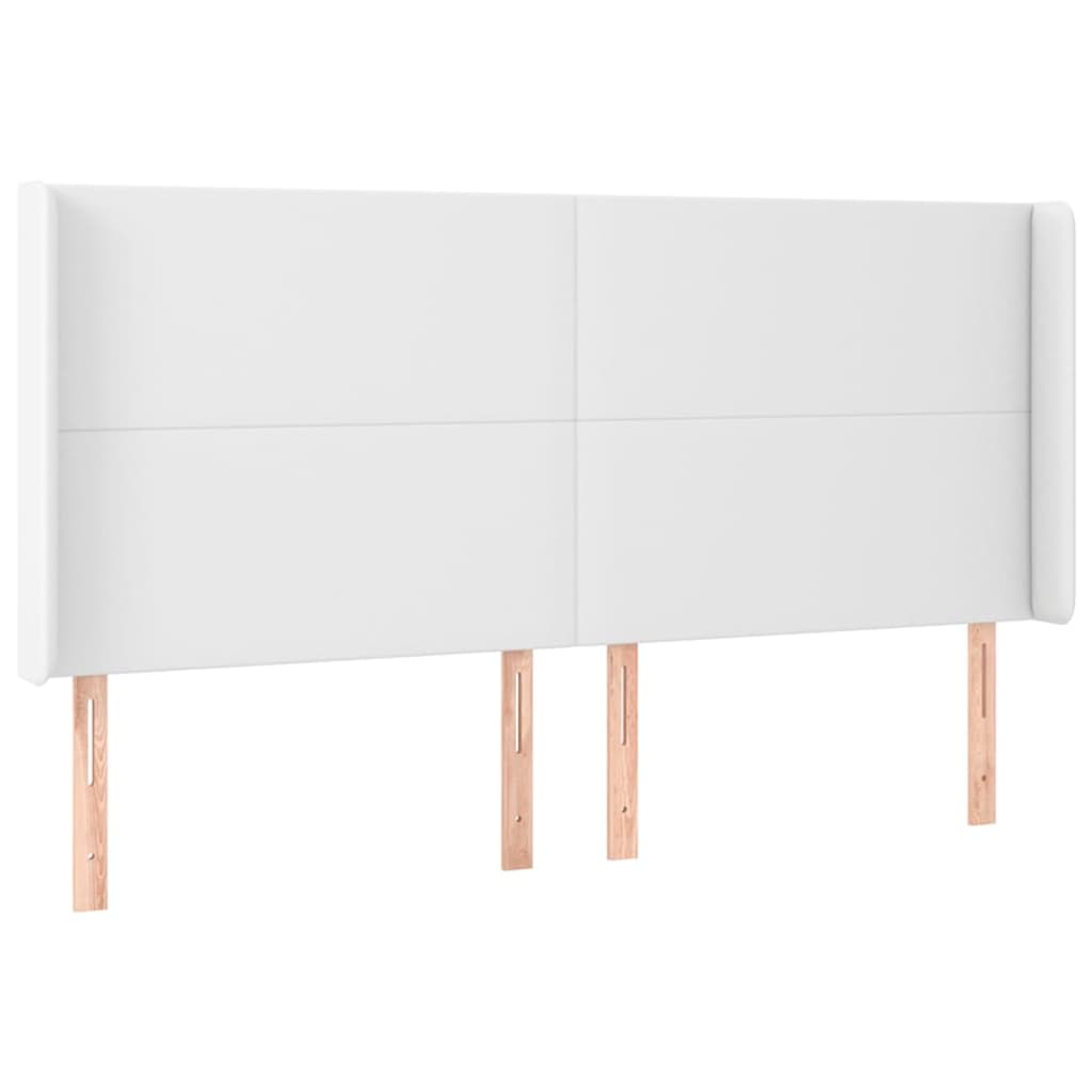 vidaXL Zagłówek uszak, biały, 203x23x118/128 cm, sztuczna skóra