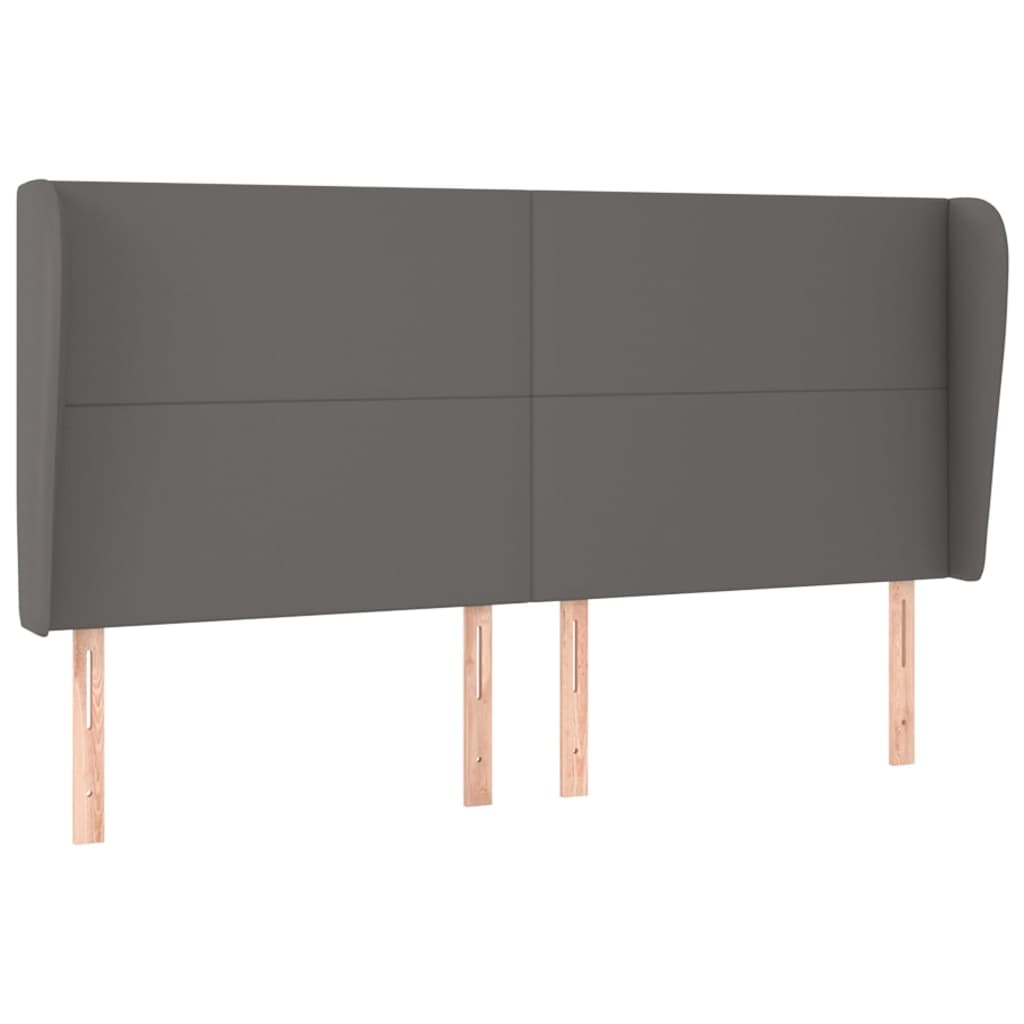 vidaXL Zagłówek uszak, szary, 203x23x118/128 cm, sztuczna skóra