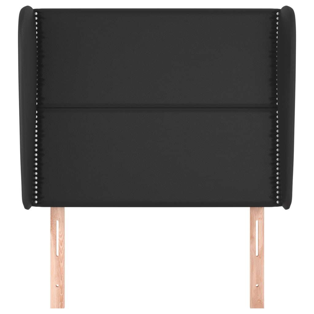 vidaXL Zagłówek uszak, czarny, 93x23x118/128 cm, sztuczna skóra