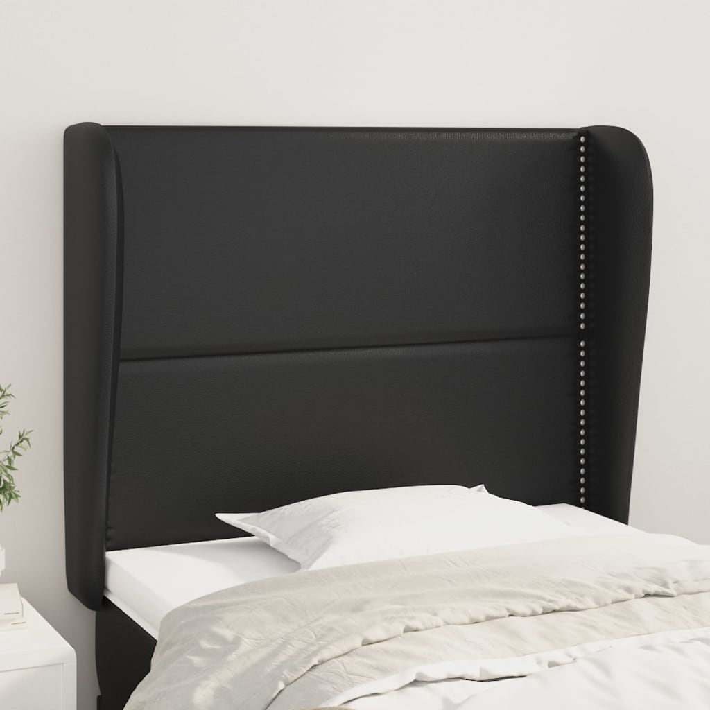vidaXL Zagłówek uszak, czarny, 103x23x118/128 cm, sztuczna skóra