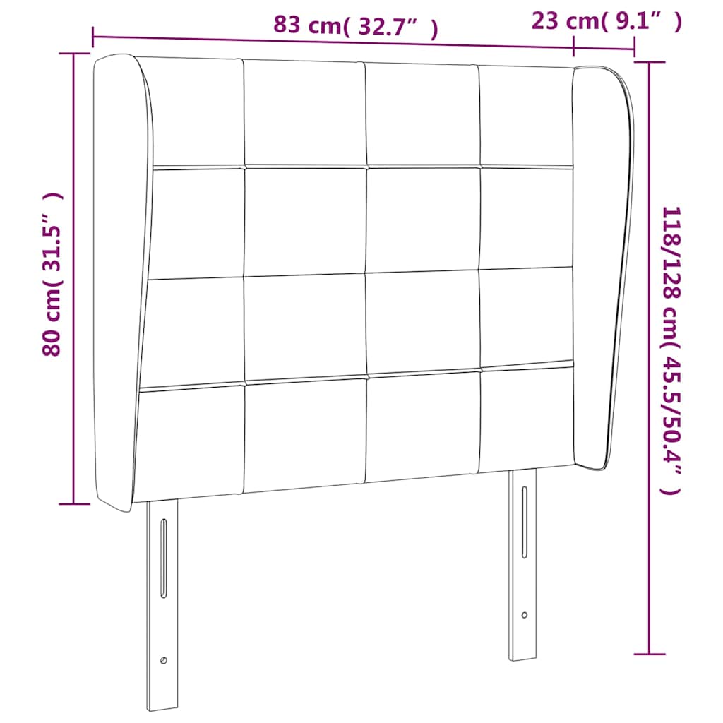 vidaXL Zagłówek uszak, ciemnozielony, 83x23x118/128 cm, aksamit