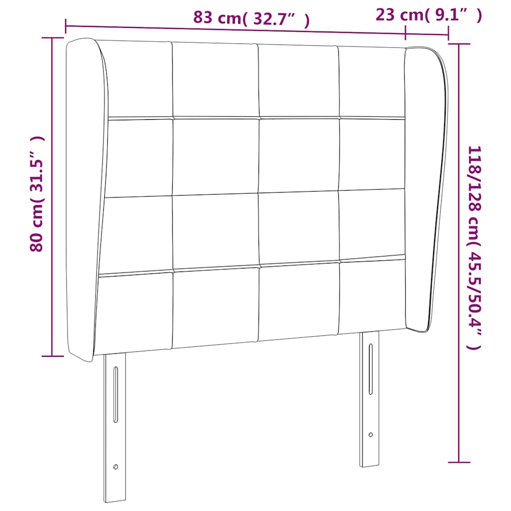 vidaXL Zagłówek uszak, ciemnoniebieski, 83x23x118/128 cm, aksamit