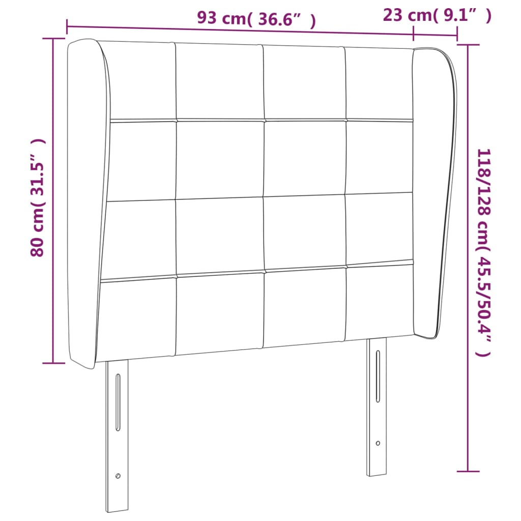vidaXL Zagłówek uszak, różowy, 93x23x118/128 cm, aksamit