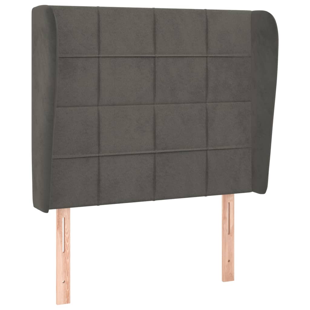 vidaXL Zagłówek uszak, ciemnoszary, 103x23x118/128 cm, aksamit
