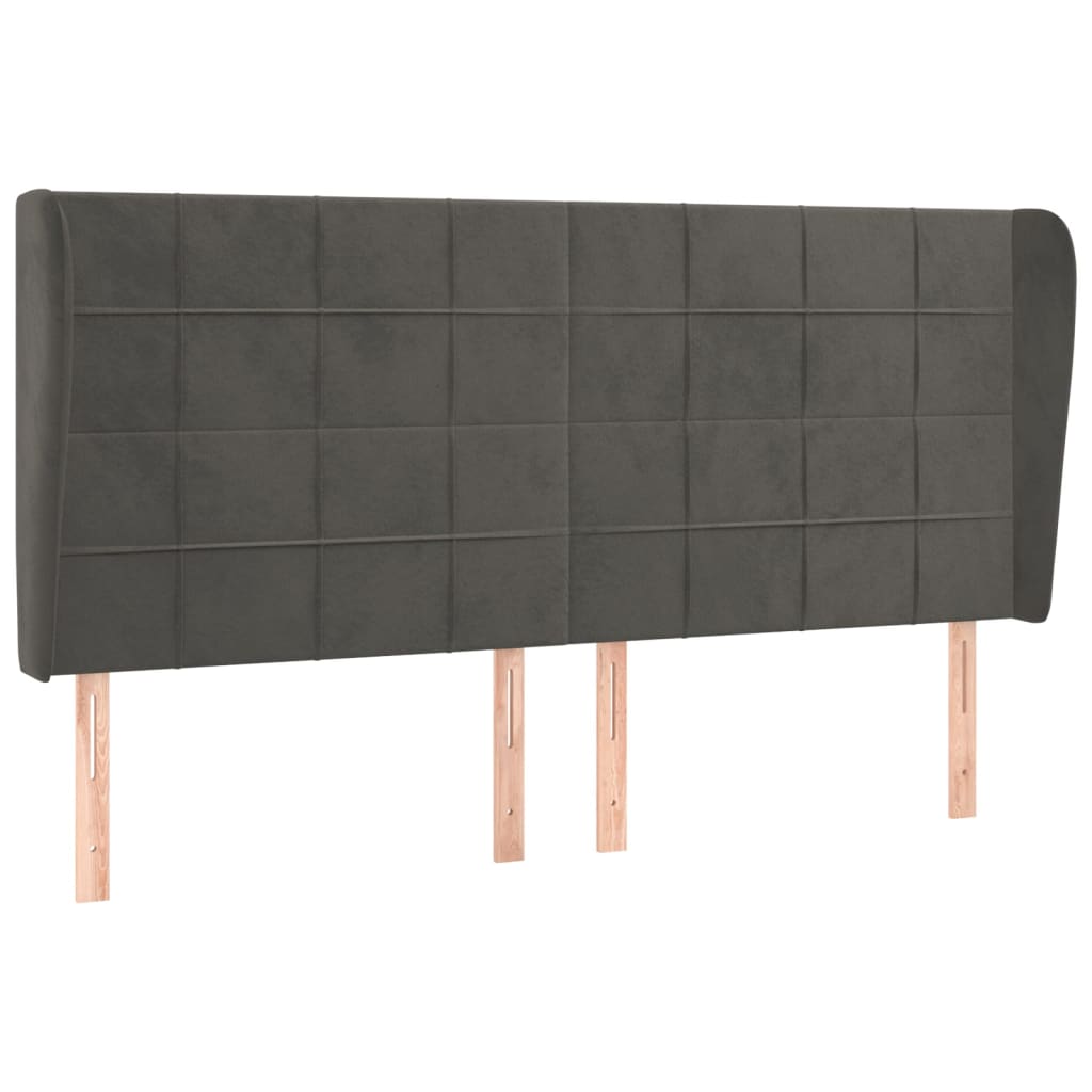 vidaXL Zagłówek uszak, ciemnoszary, 203x23x118/128 cm, aksamit