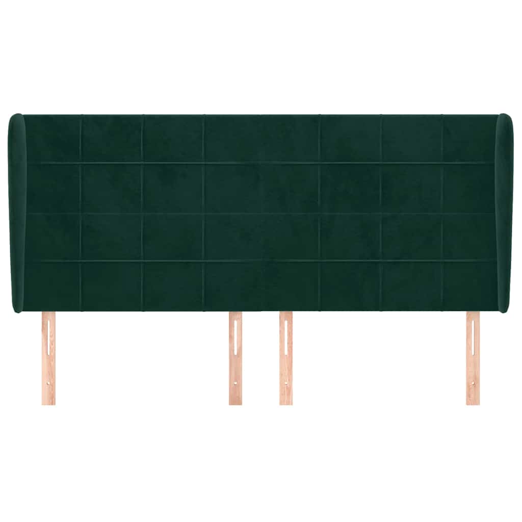 vidaXL Zagłówek uszak, ciemnozielony, 203x23x118/128 cm, aksamit