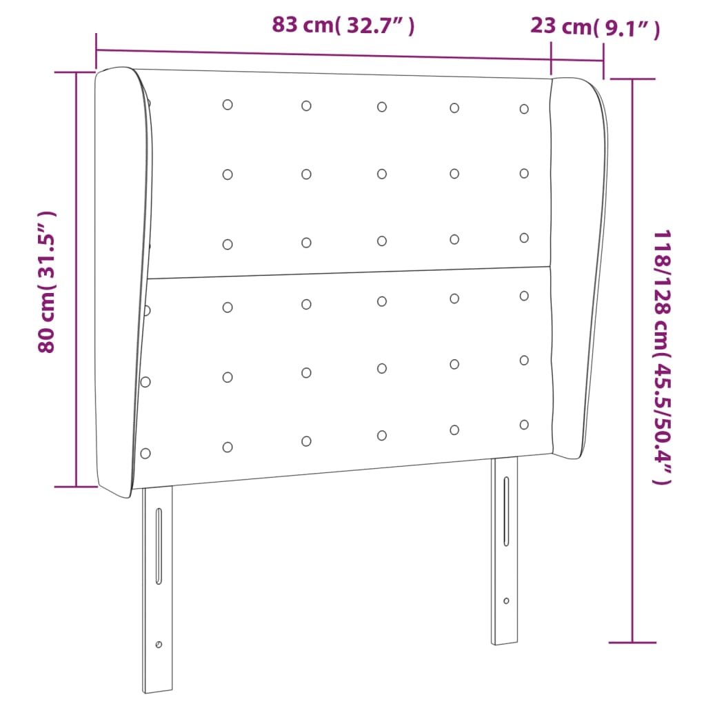 vidaXL Zagłówek uszak, cappuccino, 83x23x118/128 cm, sztuczna skóra