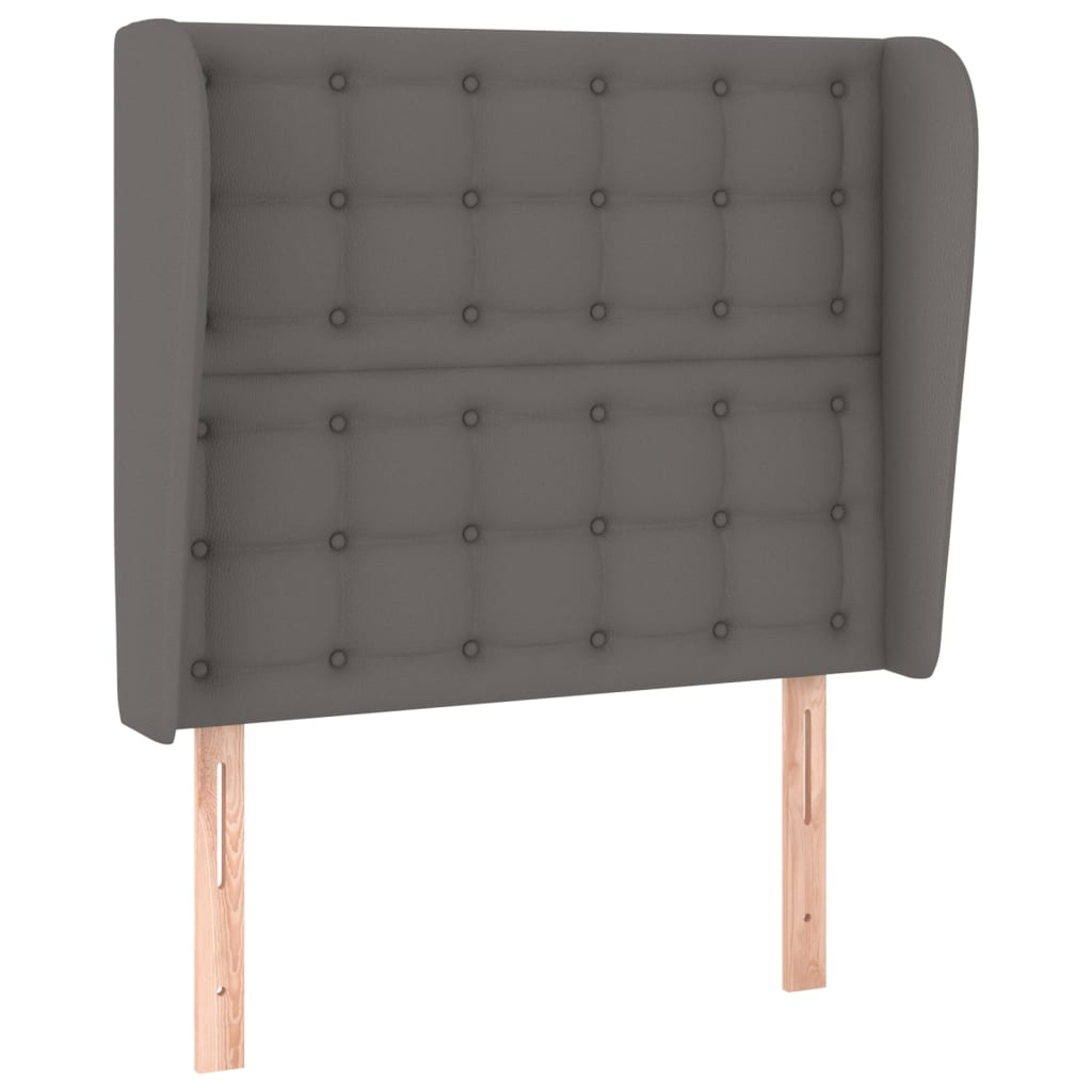 vidaXL Zagłówek uszak, szary, 103x23x118/128 cm, sztuczna skóra