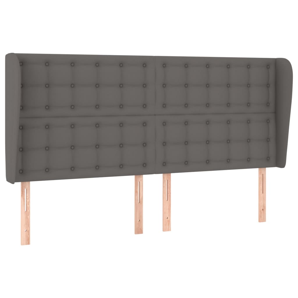 vidaXL Zagłówek uszak, szary, 203x23x118/128 cm, sztuczna skóra