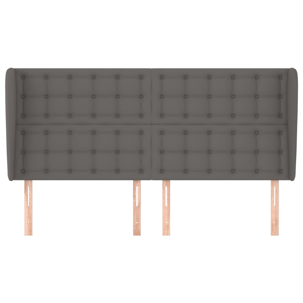 vidaXL Zagłówek uszak, szary, 203x23x118/128 cm, sztuczna skóra