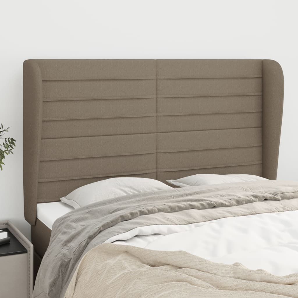 vidaXL Zagłówek uszak, taupe, 147x23x118/128 cm, tkanina