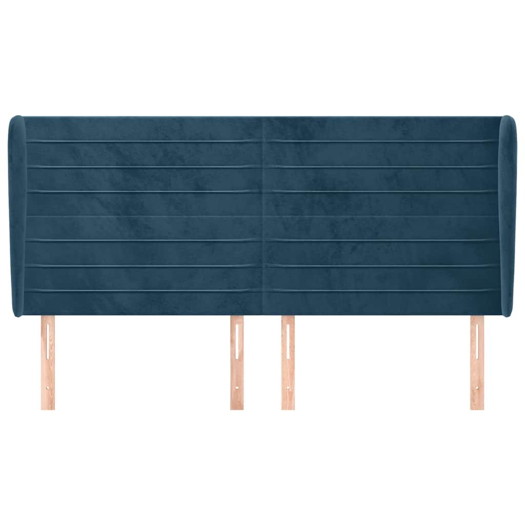 vidaXL Zagłówek uszak, ciemnoniebieski, 163x23x118/128 cm, aksamit