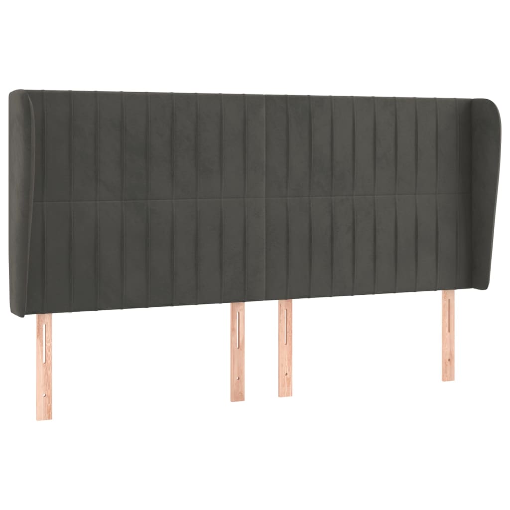 vidaXL Zagłówek uszak, ciemnoszary, 203x23x118/128 cm, aksamit