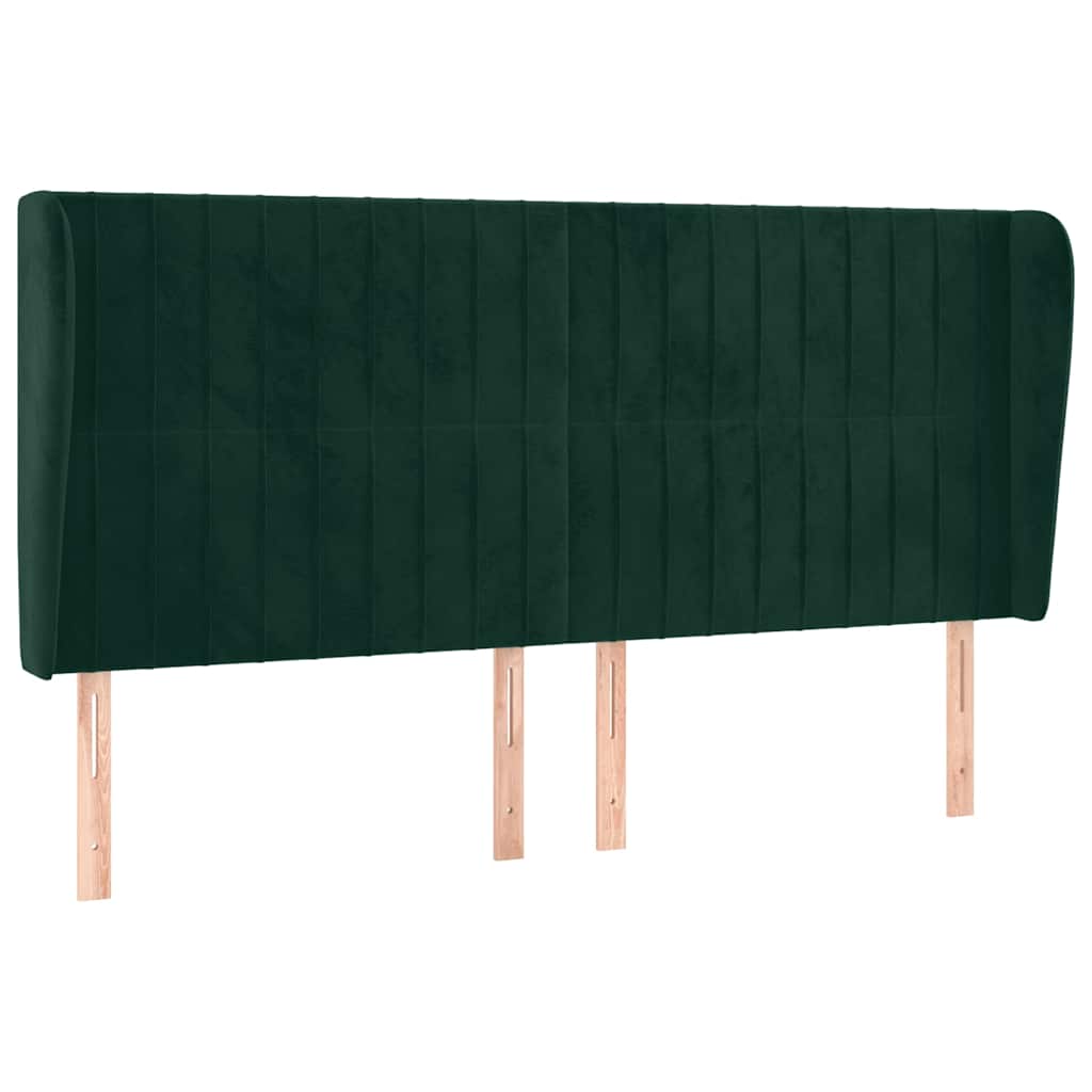 vidaXL Zagłówek uszak, ciemnozielony, 203x23x118/128 cm, aksamit